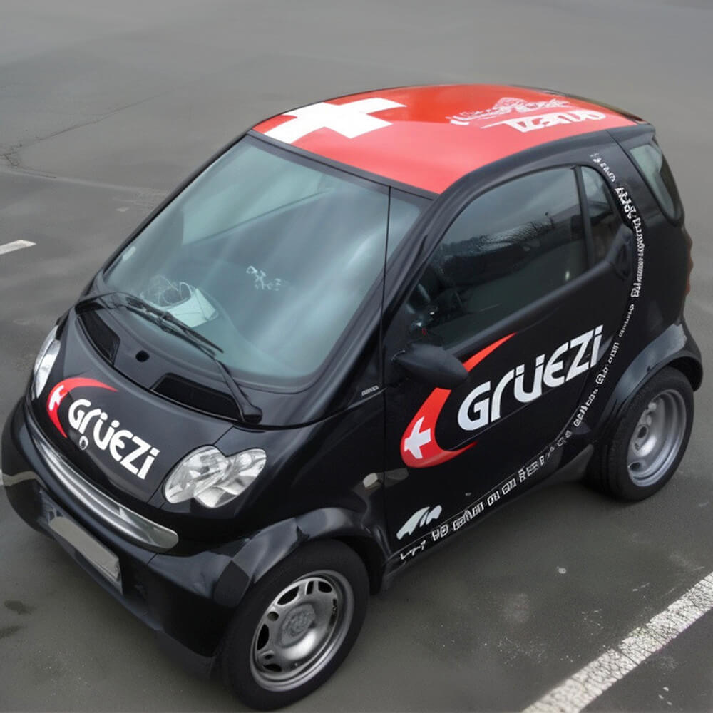 Grüezi | Two-tone vinyl lettering and digitally printed vinyl wrap (roof